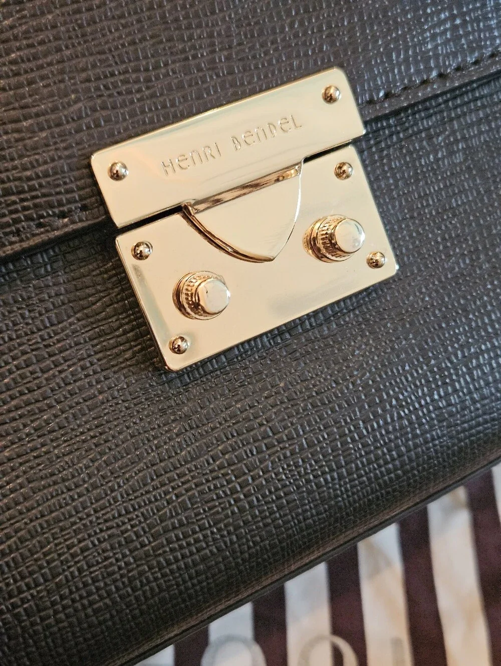 Henri Bendel West 57th Black Leather Satchel Crossbody Top Handle Bag Dust Bag